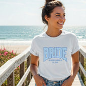 Navy + Blue Faux Glitter BRIDE Engagement Bridal T-Shirt