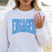 Navy + Blue Faux Glitter Varsity Engagement Bridal T-Shirt
