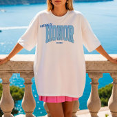 Navy + Blue Faux Glitter Varsity MATRON OF HONOR T-Shirt