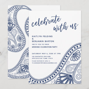 Navy Blue Feiern Sie mit uns Paisley Nur für den E Einladung