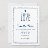 Navy Blue feiert Liebe Hochzeit speichern das Datu Save The Date (Vorderseite)