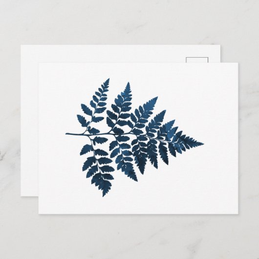 Navy Blue Fern Leaf Postkarte (Vorne/Hinten)