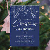 Navy Blue Festivals Snowflakes Weihnachtsfest Part Einladung