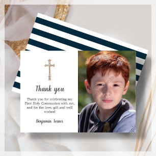 Navy Blue First Heilige Kommune Danke Karte