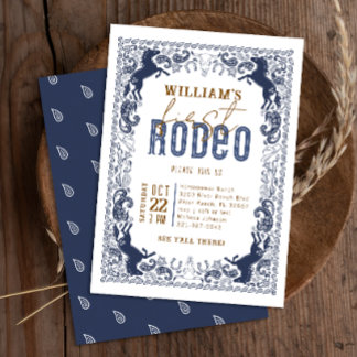 Navy Blue First Rodeo Einladung zum Geburtstag - W