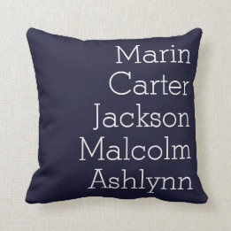 Navy Blue Five Kids ernennt Personalisierte Famili Kissen