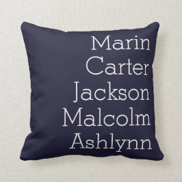 Navy Blue Five Kids ernennt Personalisierte Famili Kissen