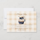 Navy Blue Floral Abschluss Dankeskarte (Vorderseite)