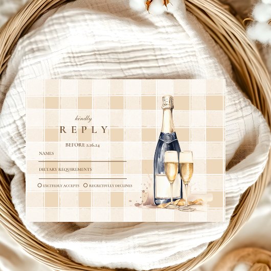 Navy Blue Floral Abschluss RSVP Karte