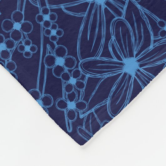 Navy Blue Floral Aesthetic Fleecedecke (Ecke)