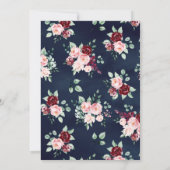 Navy Blue Floral Anand Karaj Punjabi Sikh Wedding Einladung (Rückseite)