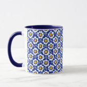 Navy Blue Floral Arabisches Muster Tasse (Links)