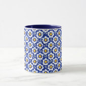 Navy Blue Floral Arabisches Muster Tasse (Zentrum)