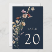 Navy Blue Floral Boho Hochzeiten Tischnummern (Rückseite)