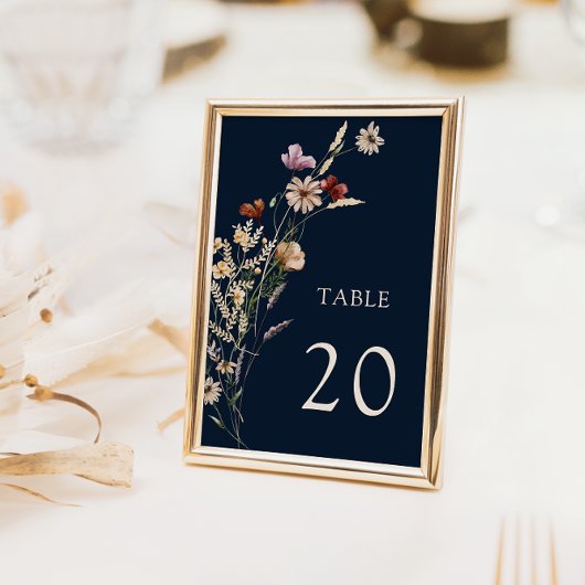 Navy Blue Floral Boho Hochzeiten Tischnummern