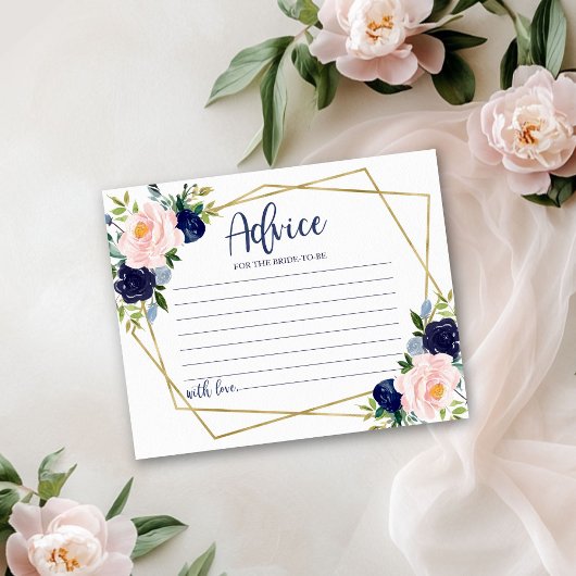 Navy Blue Floral Brautparty Advisor Card Einladung