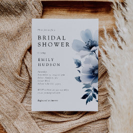 Navy Blue Floral Brautparty Einladung