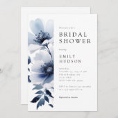 Navy Blue Floral Brautparty Einladung (Vorne/Hinten)