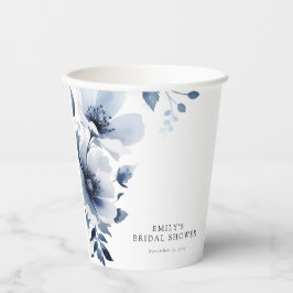 Navy Blue Floral Brautparty Pappbecher