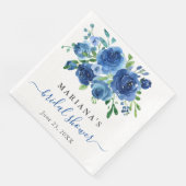 Navy Blue Floral Brautparty Serviette (Ecke)