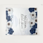 Navy Blue Floral Brautparty Watercolor Wandteppich (Vorderseite (Horizontal))