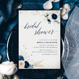 Navy Blue Floral Bridal Shower Einladung