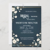 Navy Blue Floral Bridal Shower Invitation Einladung (Vorderseite)