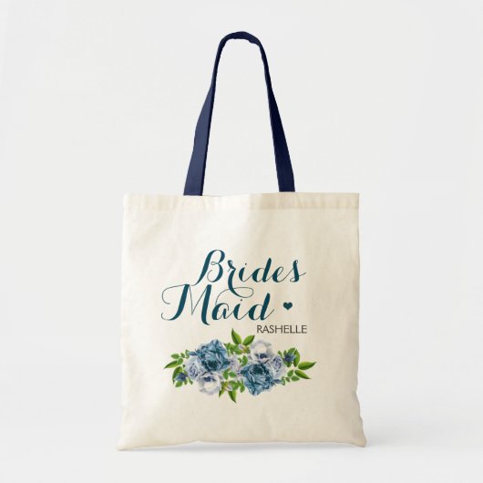 Navy Blue Floral Brides Maid Tragetasche (Vorne)