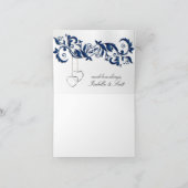 Navy Blue Floral Design Dankeskarte (Innenseite)