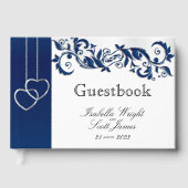 Navy Blue Floral Design - Gästebuch (Vorderseite)