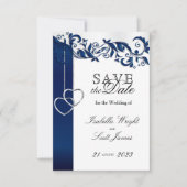 Navy Blue Floral Design - Save the Date (Vorderseite)