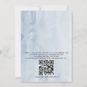 Navy Blue Floral Dusty Budget QR Code Wedding Einladung (Rückseite)