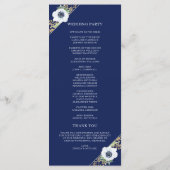 Navy Blue Floral Elegante Anemone Bouquet Wedding Programm (Rückseite)