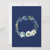 Navy Blue Floral Elegante Moderne Baby Dusche Einladung (Rückseite)