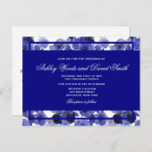 Navy Blue Floral Elegante Script Hochzeit Postcard Einladungspostkarte (Vorne/Hinten)