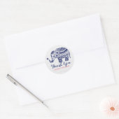 Navy Blue Floral Elephant Vielen Dank Runder Aufkleber (Umschlag)