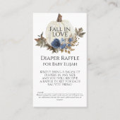 Navy Blue Floral Fall White Pumpkin Diaper Raffel Visitenkarte (Vorderseite)