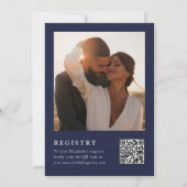 Navy Blue Floral Foto QR Code Brautparty Einladung (Rückseite)