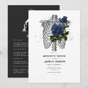 Navy Blue Floral Gothic Bachelorette Wochenende Einladung