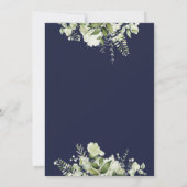 Navy Blue Floral Greenery String Lights Wedding Save The Date (Rückseite)