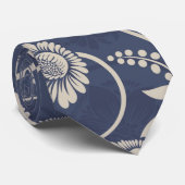 Navy Blue Floral Krawatte (Gerollt)