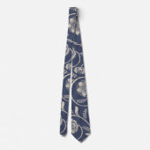 Navy Blue Floral Krawatte (Rückseite)