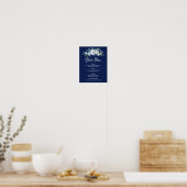 Navy Blue Floral Modern Winter Wedding Bar Menu Poster (Küche)