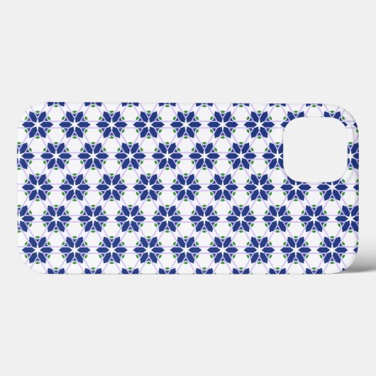 Navy Blue Floral Mosaik Case-Mate iPhone Hülle (Rückseite (Horizontal))