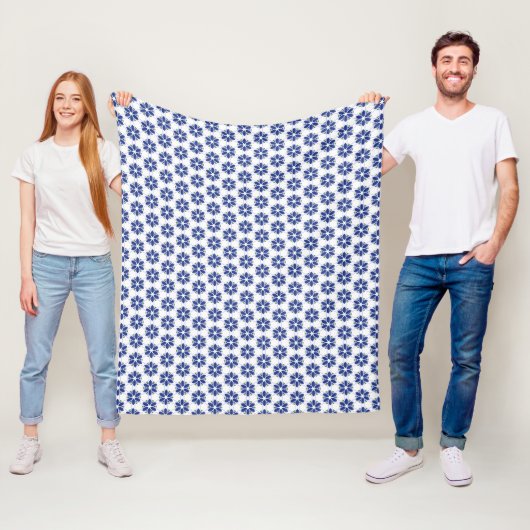 Navy Blue Floral Mosaik Fleecedecke (Beispiel)