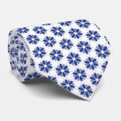 Navy Blue Floral Mosaik Krawatte (Gerollt)