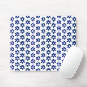 Navy Blue Floral Mosaik Mousepad