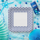 Navy Blue Floral Mosaik Pappteller (Party)