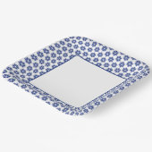 Navy Blue Floral Mosaik Pappteller (Gewinkelt)