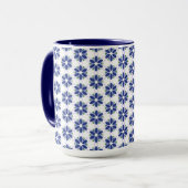 Navy Blue Floral Mosaik Tasse (Vorderseite Links)